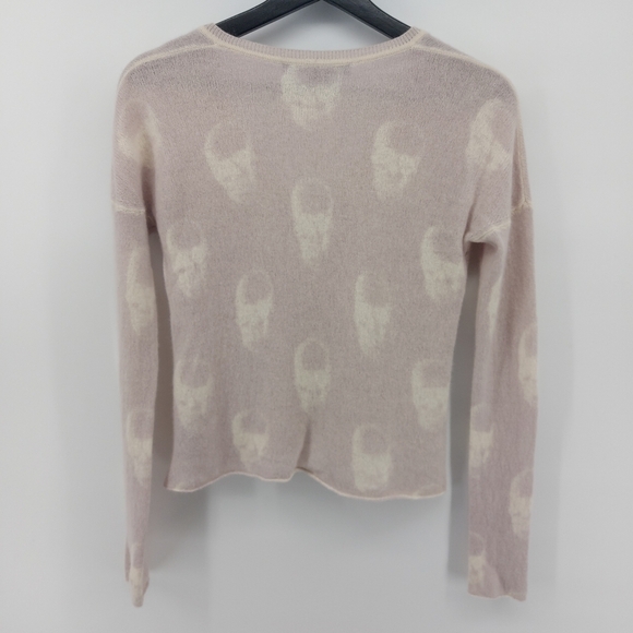 Skull Cashmere Skull V Neck Swater Size Small Pink - Picture 5 of 8